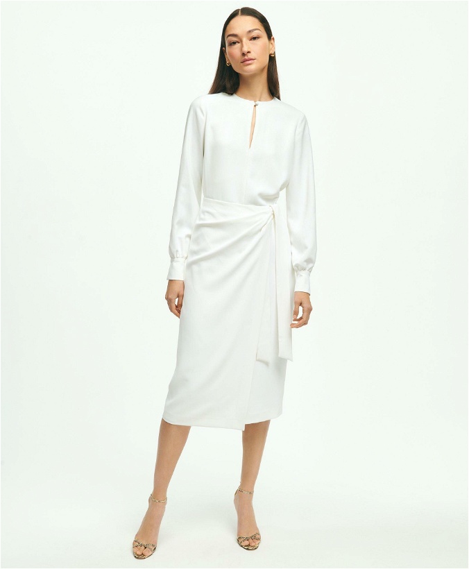 Photo: Brooks Brothers Women's Crepe Faux Wrap Dress | White