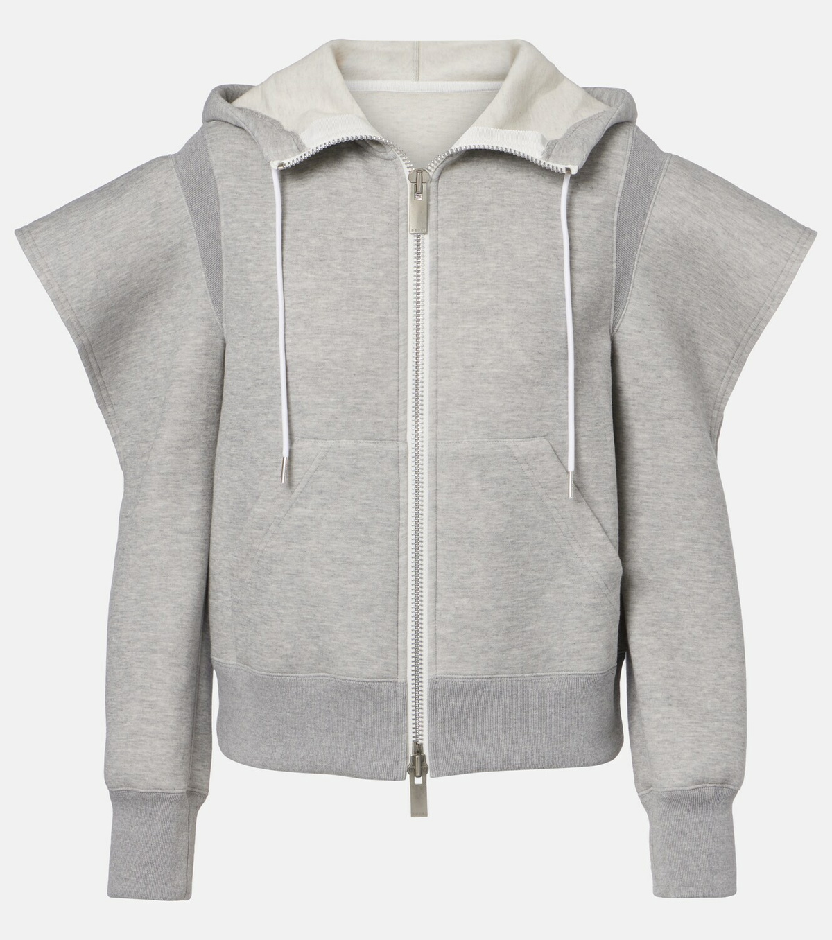 Sacai Cutout cotton-blend fleece hoodie
