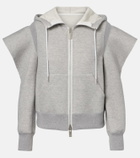 Sacai Cutout cotton-blend fleece hoodie