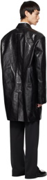MM6 Maison Margiela Black Single-Breasted Leather Coat