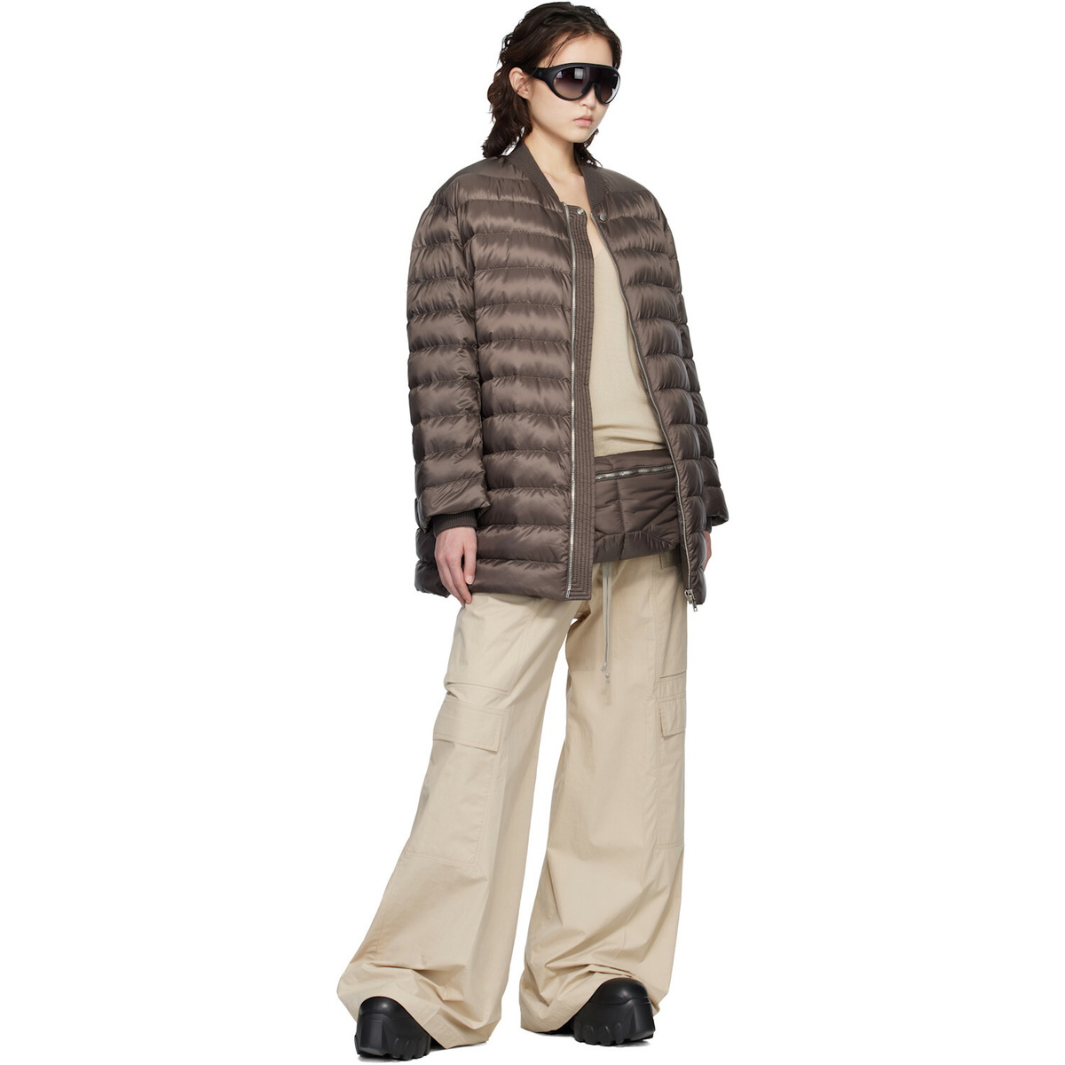 Rick Owens Moncler + Rick Owens Brown Flight Down Jacket