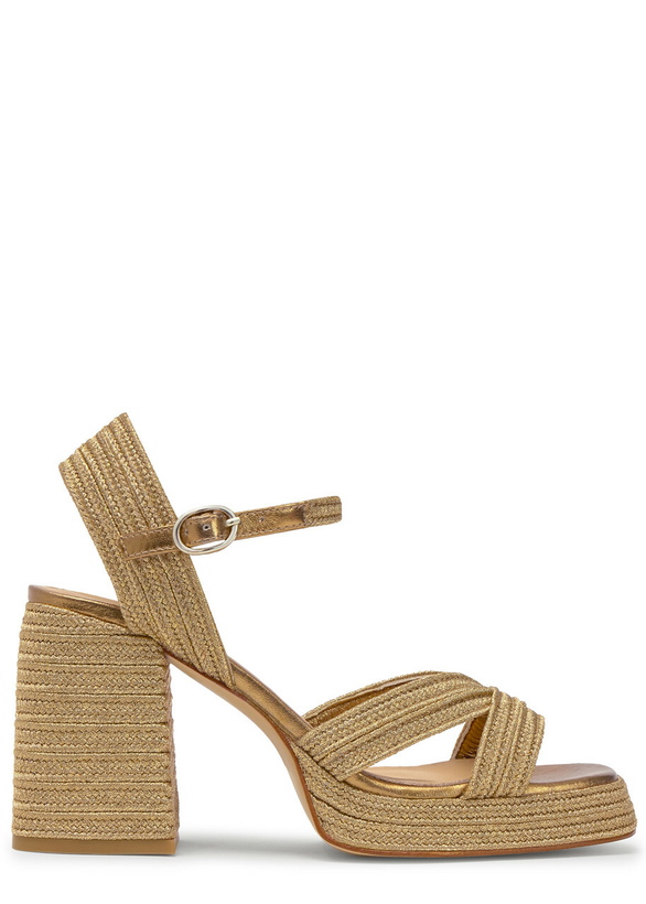 Photo: Castañer Valle Metallic Platform Sandals Beige