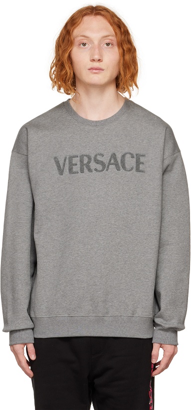 Photo: Versace Gray Embroidered Sweatshirt