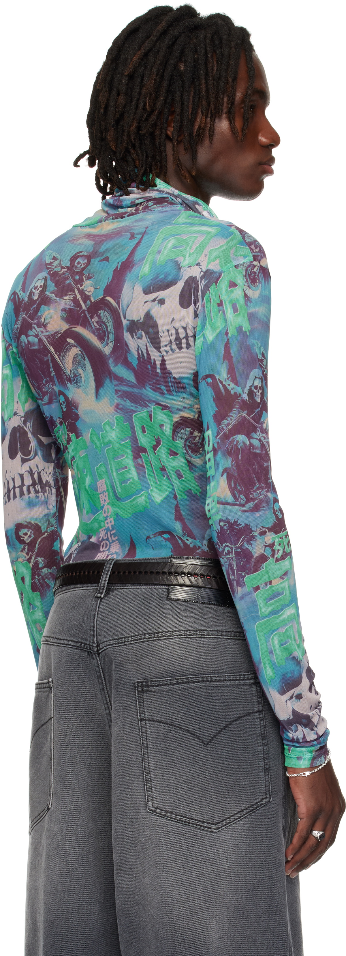 LU'U DAN Multicolor Masked Mesh Turtleneck