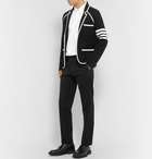 Thom Browne - Slim-Fit Contrast-Trimmed Striped Wool Blazer - Black