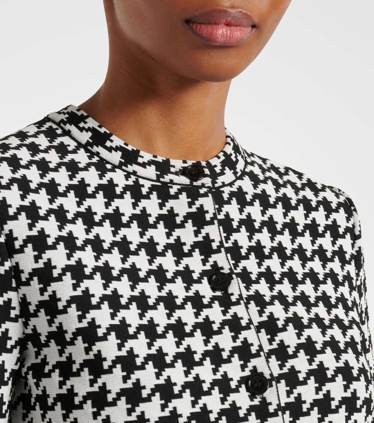 Alexander McQueen Houndstooth fringed jacquard cardigan