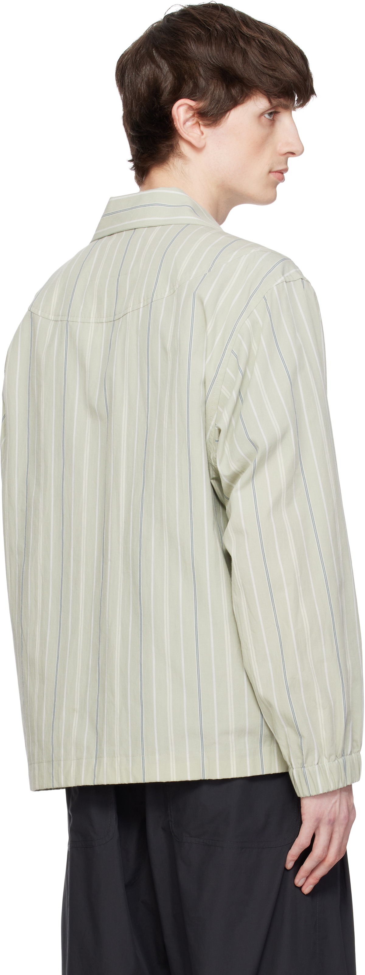 DOCUMENT Khaki Cotton Striped Coach Jacket
