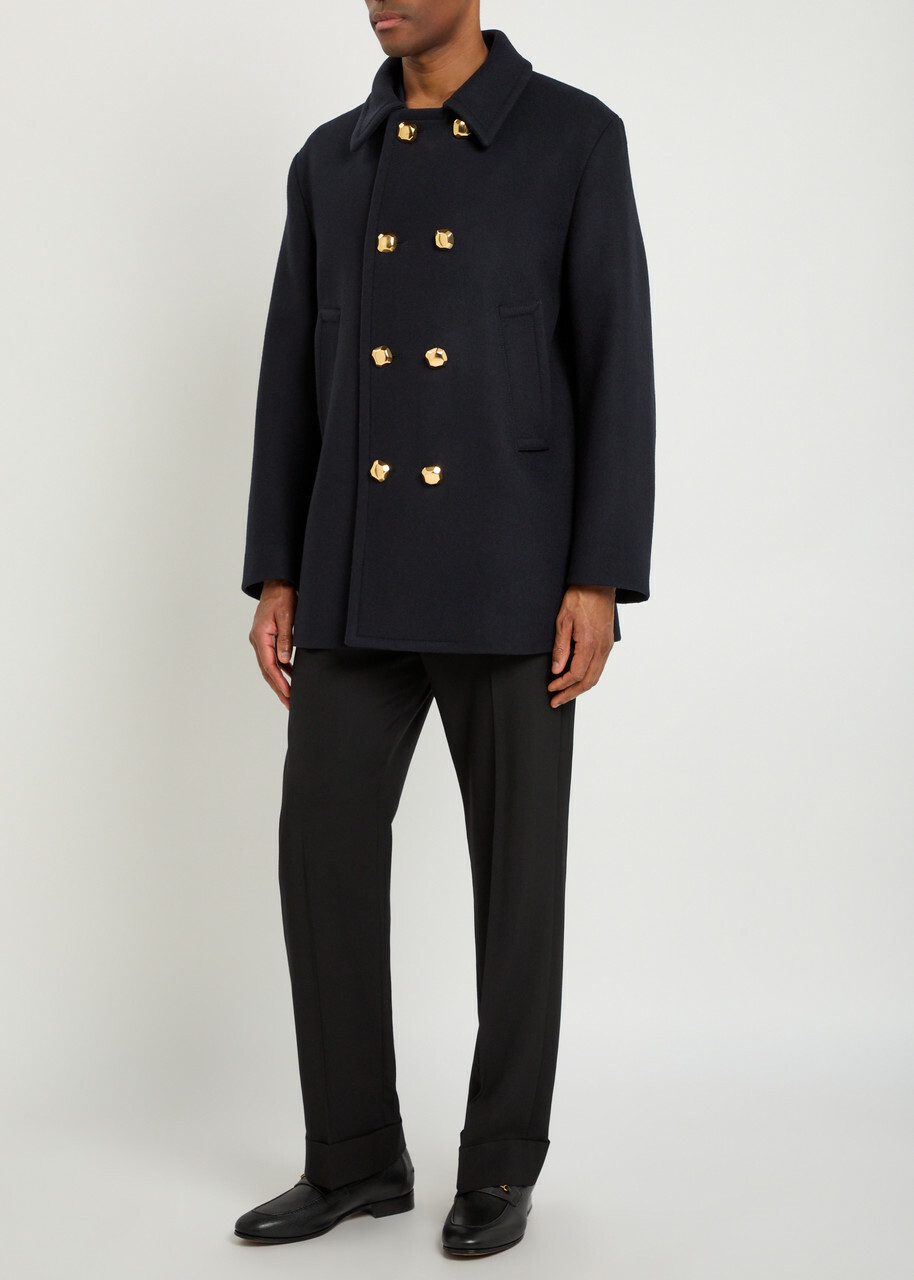 Valentino Garavani Double-breasted Wool Peacoat Navy