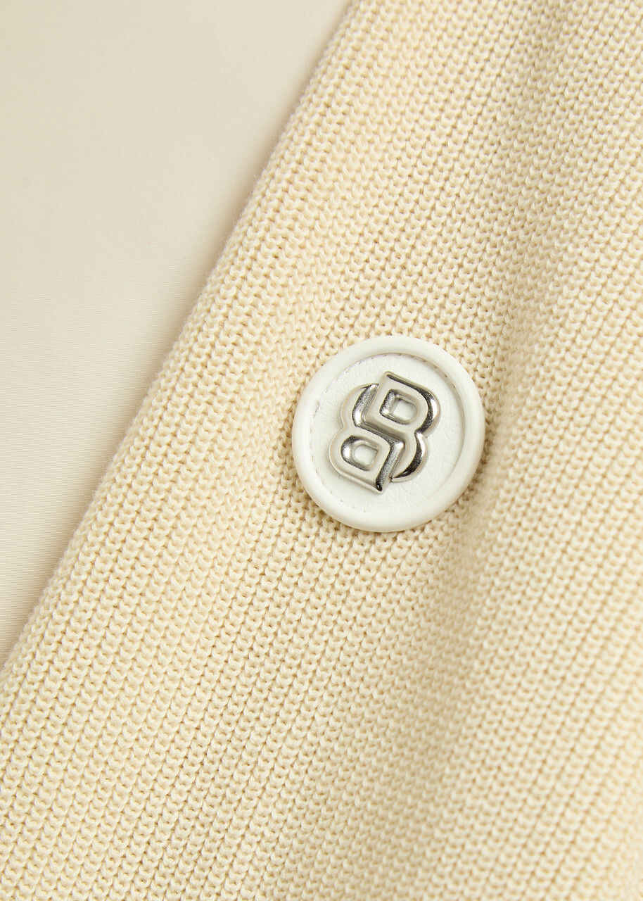 Boss Quilted Knit Cotton and Shell Jacket Beige