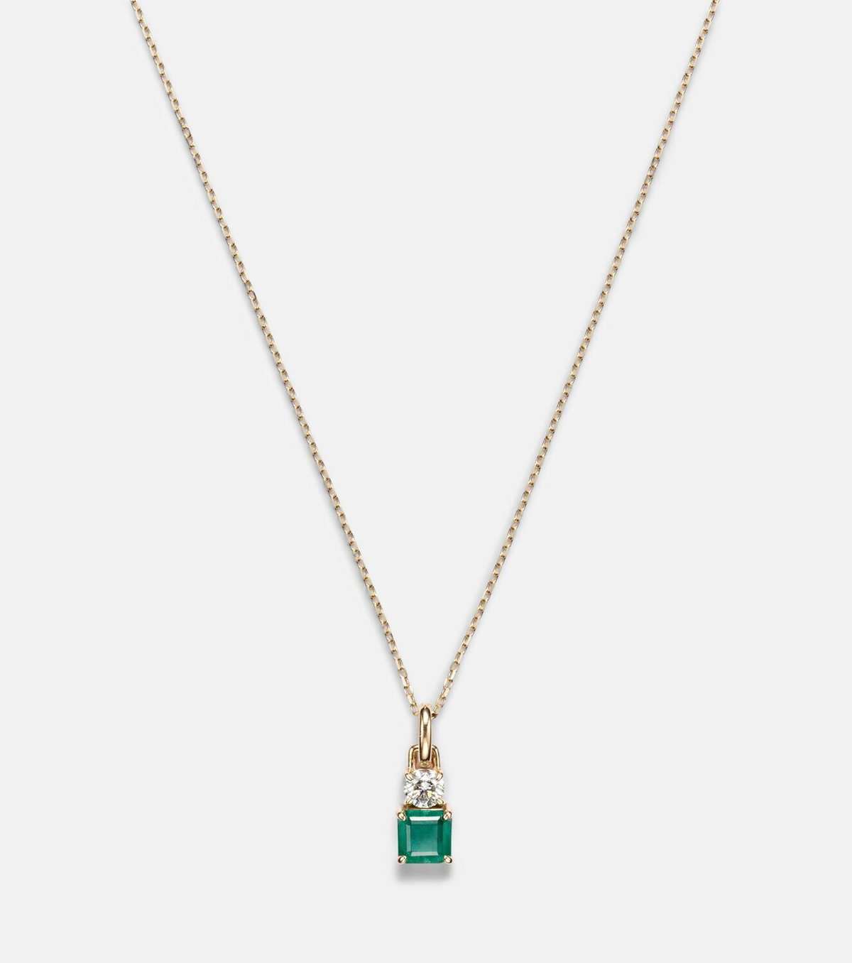 Stone and Strand Luxe 14kt gold (585/1000) necklace with emerald and diamond