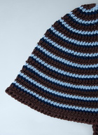 Miu Miu Striped Crochet Hat with Ties