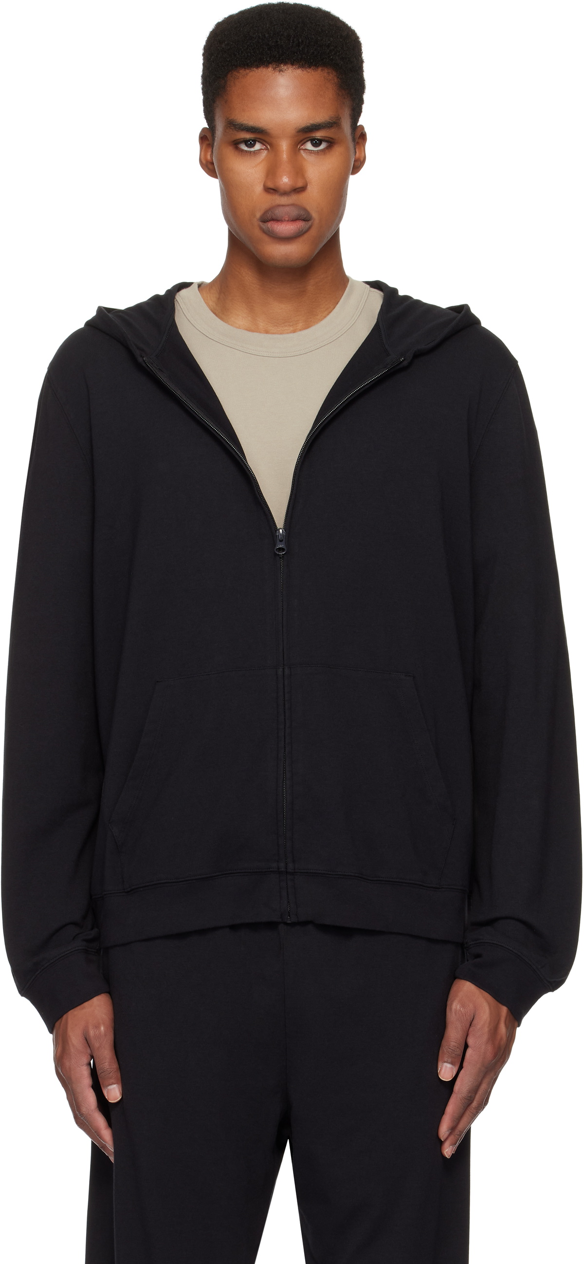 SKIMS Black Jersey Lounge Zip Up Hoodie SKIMS
