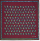 E.MARINELLA - Paisley-Print Silk-Twill Pocket Square - Burgundy