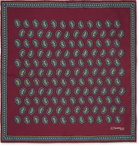 E.MARINELLA - Paisley-Print Silk-Twill Pocket Square - Burgundy