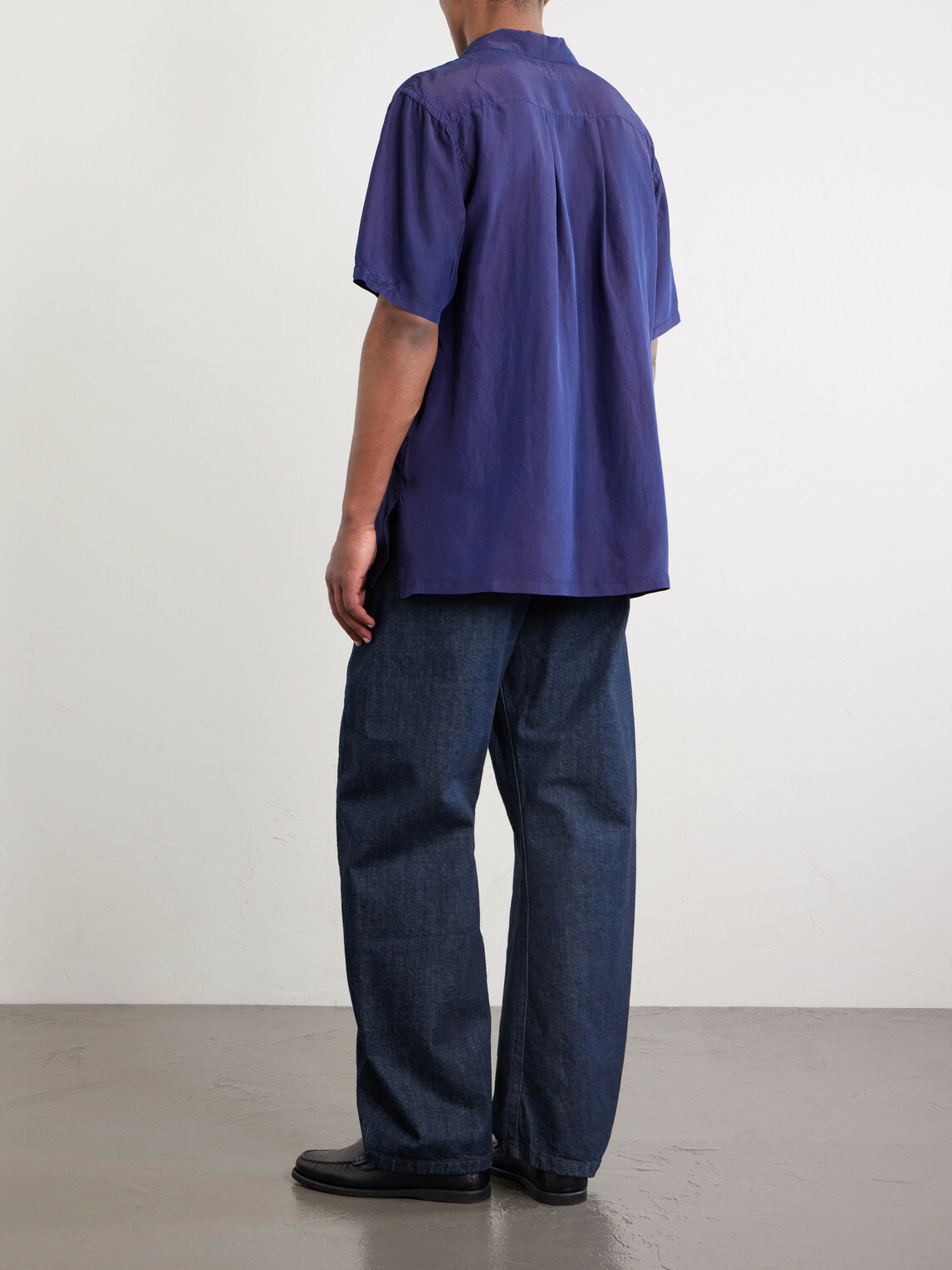 Blue Blue Japan - Convertible-Collar Indigo-Dyed Silk-Habotai Shirt - Blue
