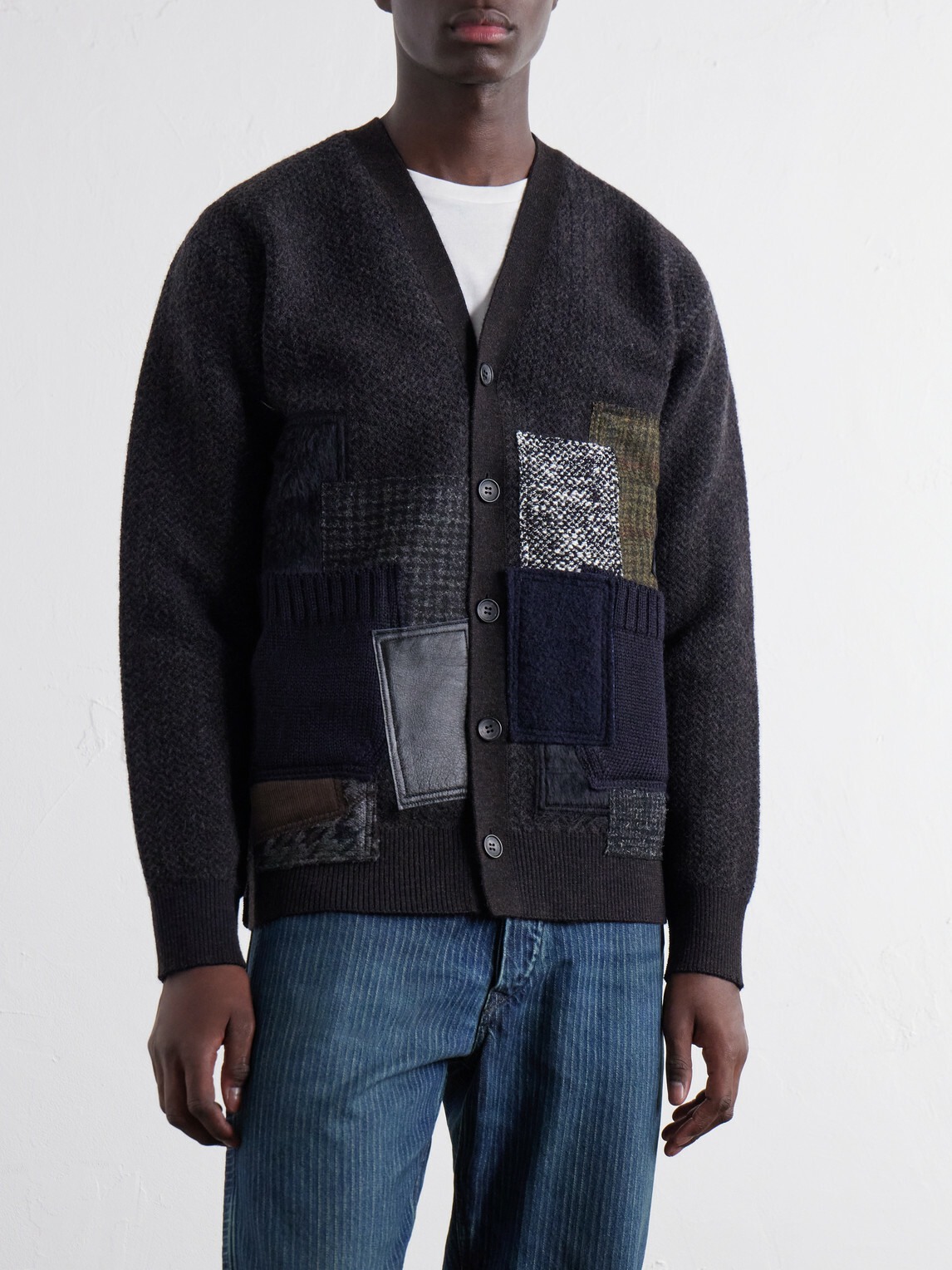Junya Watanabe - Patchwork Wool-Blend Cardigan - Blue