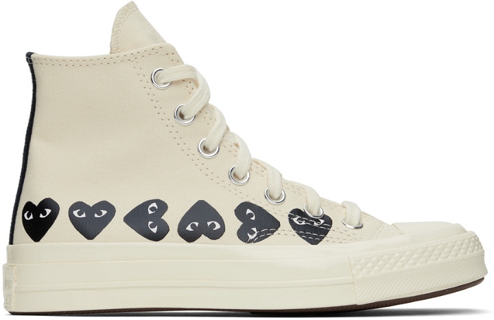 Photo: COMME des GARÇONS PLAY Off-White Converse Edition Chuck 70 Multi Heart Sneakers