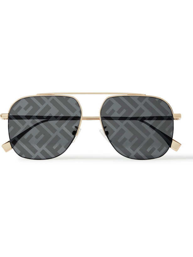 Photo: Fendi - Aviator-Style Logo-Print Gold-Tone Sunglasses