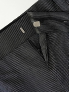 mfpen - Straight-Leg Pleated Striped Wool and Silk-Blend Trousers - Gray