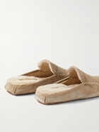 Manolo Blahnik - Crawford Suede Slippers - Neutrals