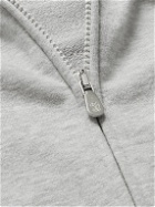 Brunello Cucinelli - Suede-Trimmed Cotton-Jersey Zip-Up Hoodie - Gray