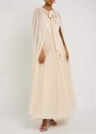 Needle & Thread Dappled Hooded Tulle Cape Cream