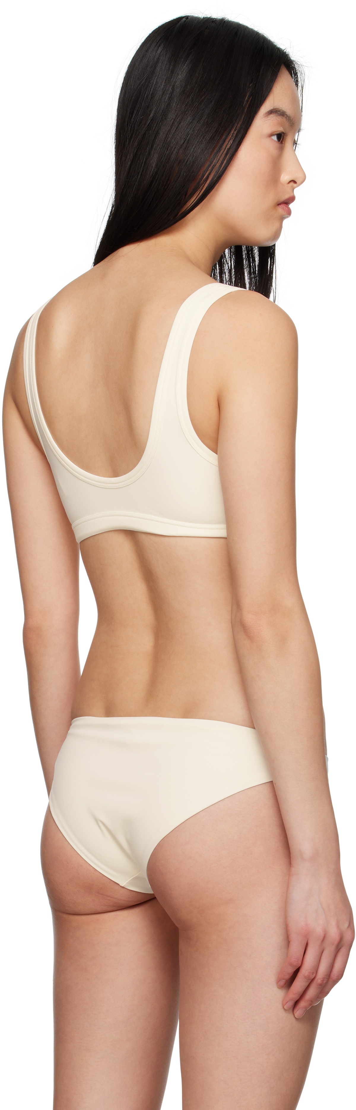 Jil Sander Beige Logo Bikini Top Jil Sander
