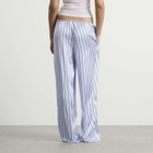 SKIMS Women's Woven Shine Pant With Lace in Powder Blue Stripe
