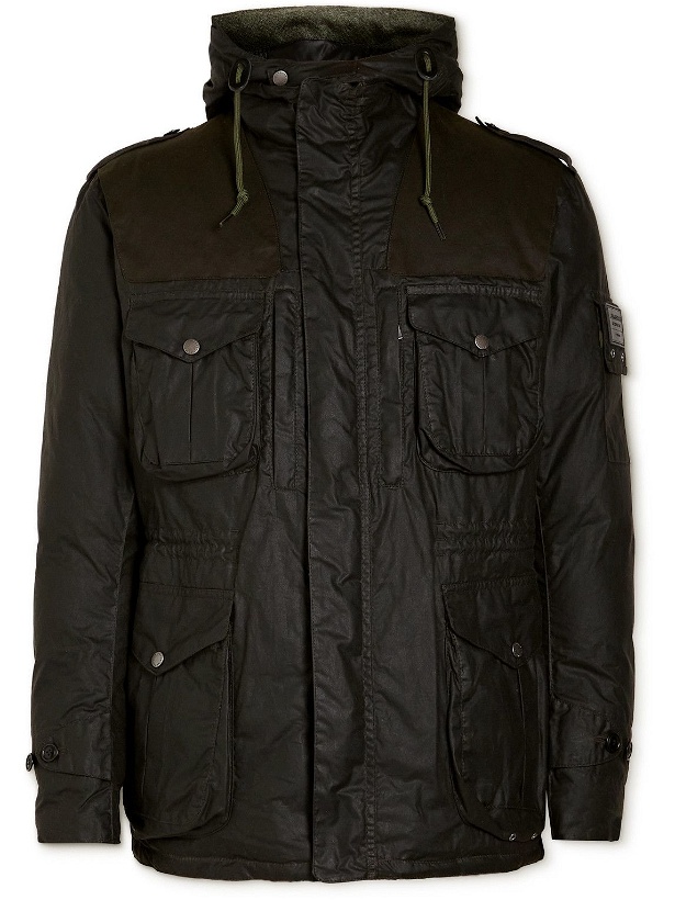 Photo: Barbour Gold Standard - Canna Padded Waxed-Cotton Hooded Jacket - Green