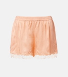 Poupette St Barth Doris lace-trimmed satin shorts