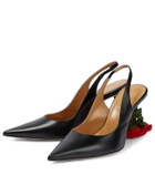 Loewe - Rose-heeled leather slingback pumps