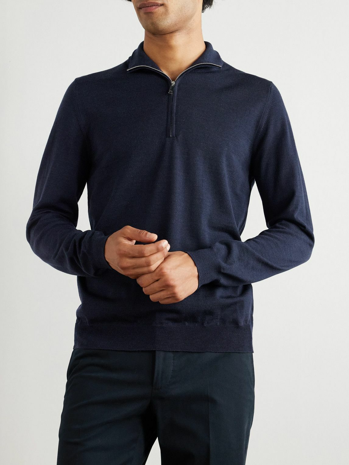 Incotex - Incotex Zanone Flexwool Half-Zip Sweater - Blue