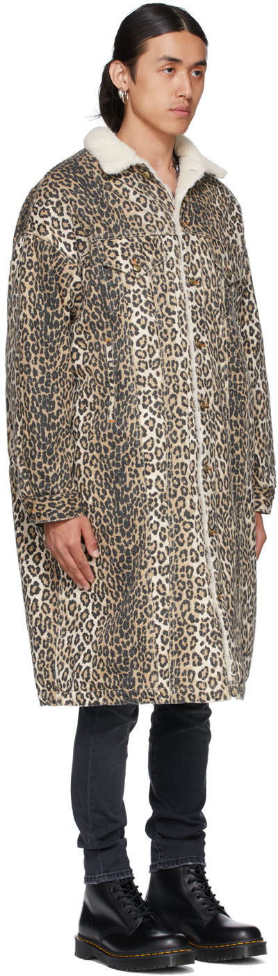 R13 Beige Leopard Lyle Trucker Coat R13