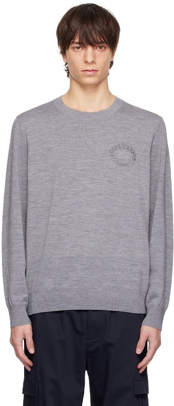 Photo: Burberry Gray Embroidered Oak Leaf Crest Sweater