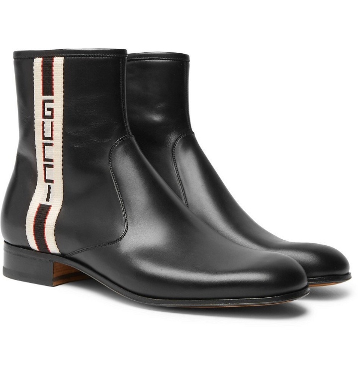 Photo: Gucci - Bonny Webbing-Trimmed Leather Chelsea Boots - Men - Black