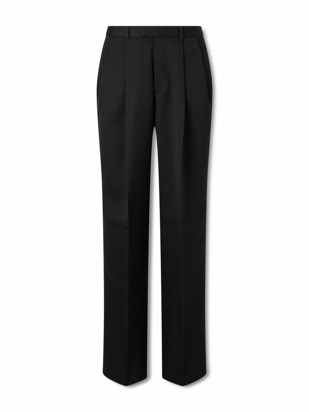 Photo: Givenchy - Straight-Leg Pleated Grain De Poudre Wool Trousers - Black
