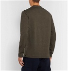 Massimo Alba - Watercolour-Dyed Cotton and Cashmere-Blend Henley T-Shirt - Army green
