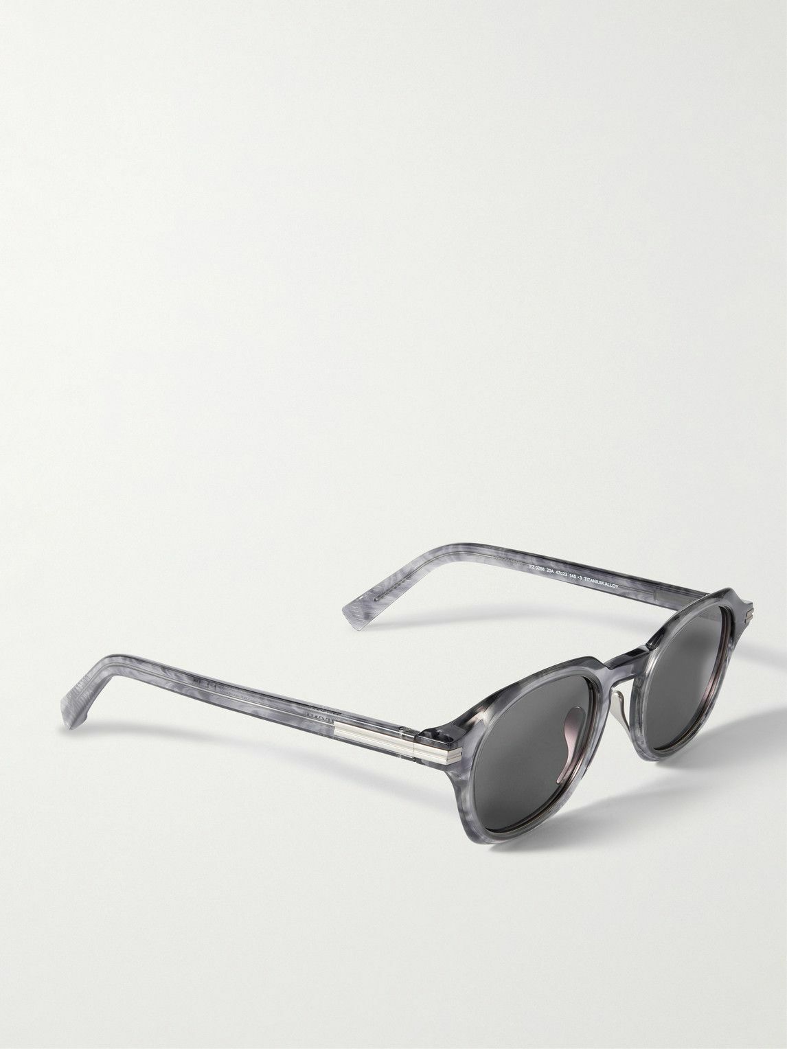 Zegna - Round-Frame Marbled Acetate Sunglasses Zegna display picture 1
