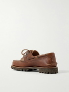 Yuketen - Hex Eye Pebble-Grain Leather Boat Shoes - Brown