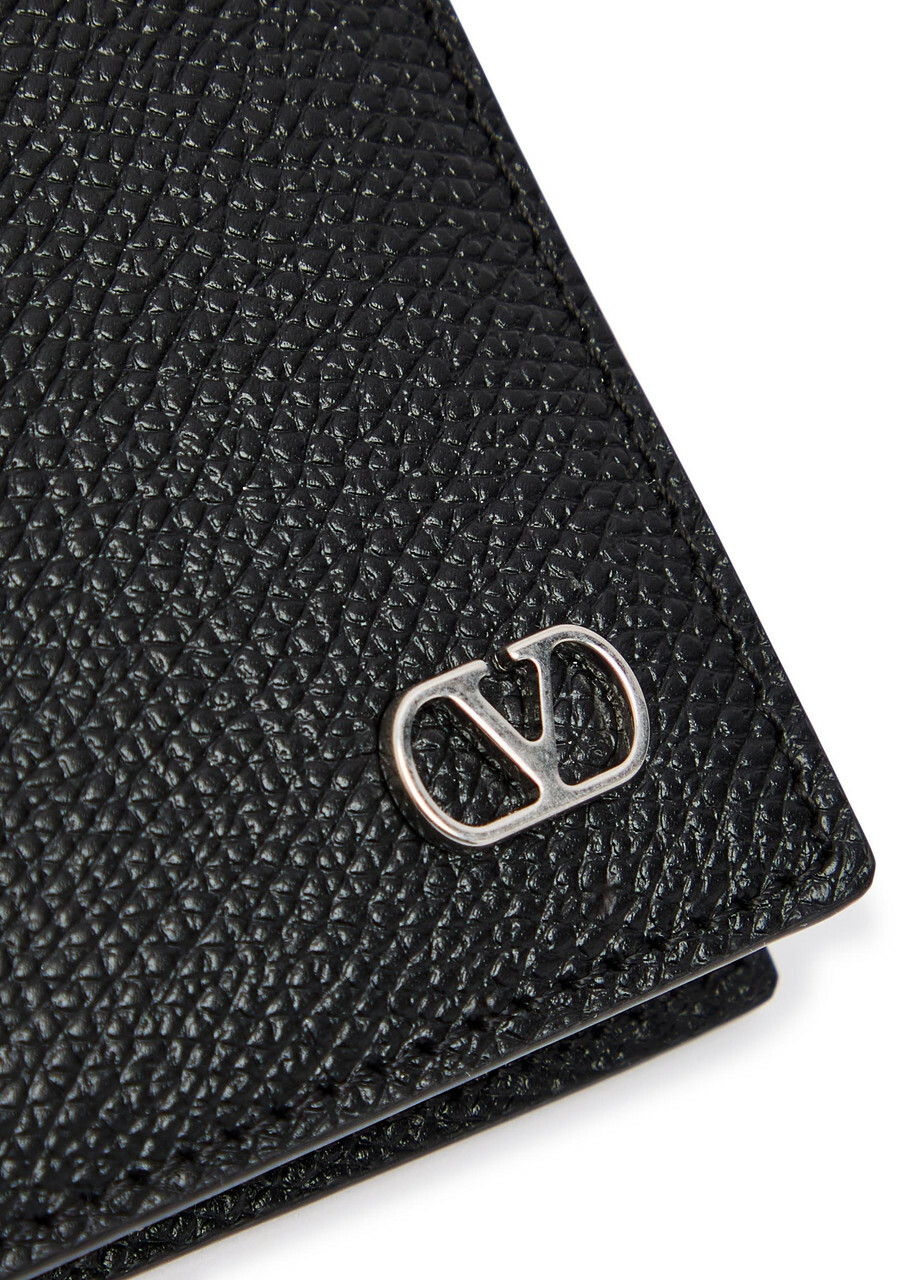 Valentino Garavani Vlogo Grained Leather Wallet - Black - One Size