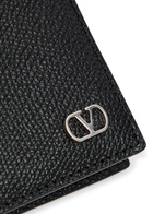 Valentino Garavani Vlogo Grained Leather Wallet - Black - One Size