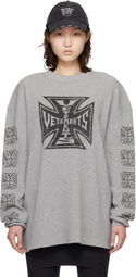 VETEMENTS Gray Biker Cross Waffle Longsleeve T-shirt