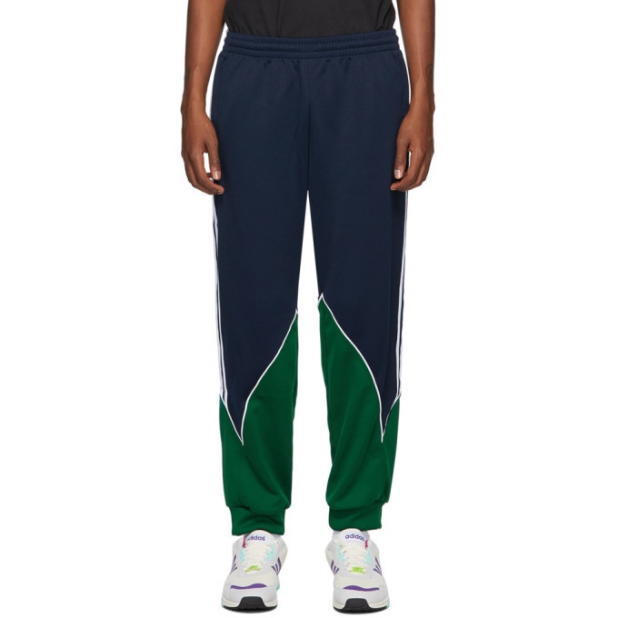 Photo: adidas Originals Navy and Green Trefoil Abstract Sweatpants