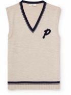 Mr P. - Golf Logo-Appliquéd Striped Merino Wool Sweater Vest - Neutrals