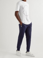 Moncler - Tapered Logo-Appliquéd Shell-Trimmed Cotton-Jersey Sweatpants - Blue