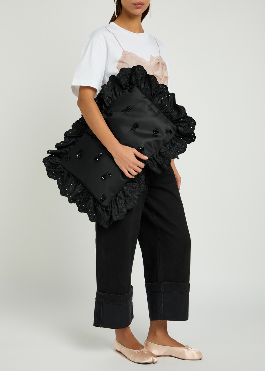 Simone Rocha Pillowcase Embroidered Padded Clutch - Black - One Size