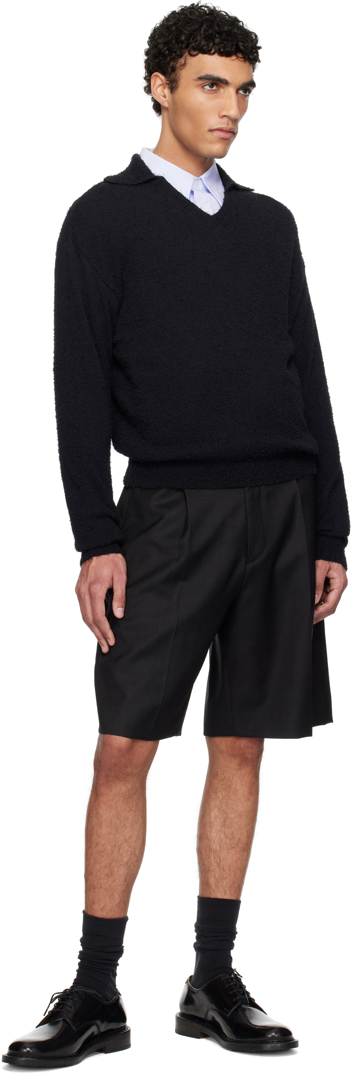 mfpen Black V-Neck Collar Sweater mfpen