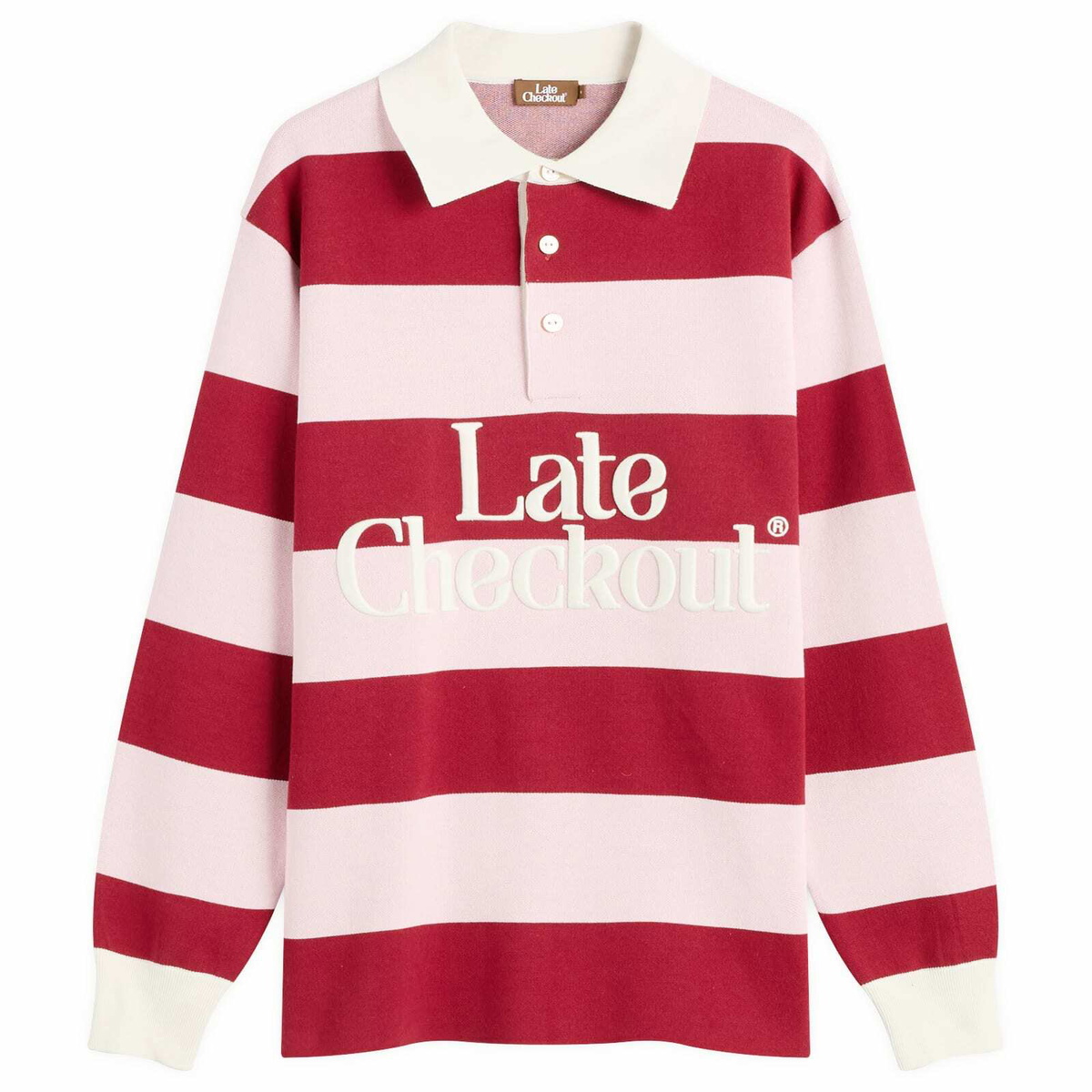 Late Checkout Men's Rugby Polo in Pink/Burgundy
