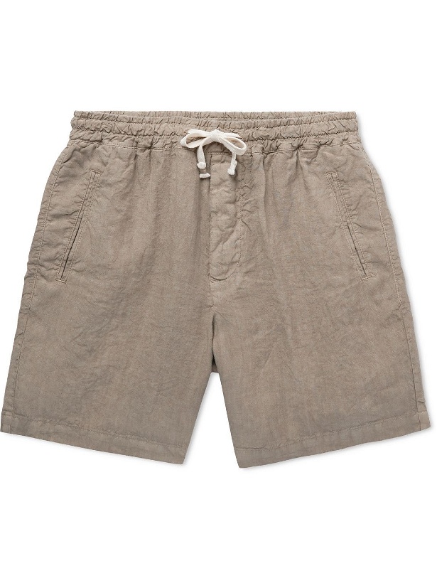 Photo: Altea - Martin Straight-Leg Garment-Dyed Linen Drawstring Shorts - Neutrals