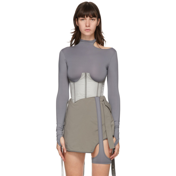 Hyein Seo Grey Corset Long Sleeve T-Shirt